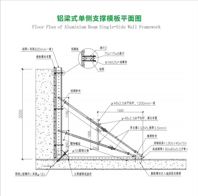 estructura de pared lateral simple tipo viga de aluminio